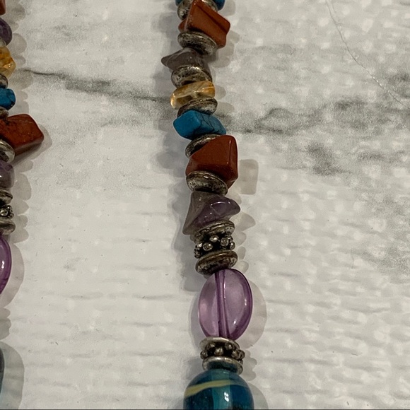 BOHO Necklace Pendant Metal Stone Intricate - Picture 8 of 13